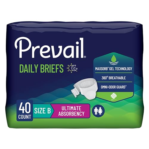 Prevail Bariatric Briefs, Incontinence, Disposable, Ultimate Absorbency, Size B, 10 Count, 4 Packs, 40 Total