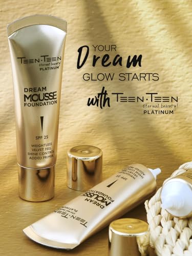 Image of TEEN TEEN Dream Mousse Foundation | Lightweight Velvet Finish with SPF 25 | Shine Control, Added Primer, Smooth Blendable Texture, Natural-Beige, 30ml