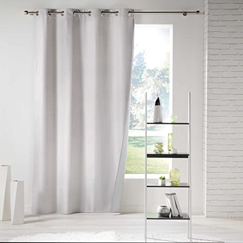 Douceur d'Intérieur ICEMOUNT Eyelet Curtain, 140 x 260 cm, Polyester, Plain, Thermal, Natural, Cream, W 55.1" x L 102.4" (1 Panels)