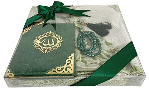 Imani Aksa Muslim Gift Set, (Prayer Mat, Tasbih, Surah Book), Prayer Mat, Islam-Ramadan, Eid Hajj, Umrah, Wedding, Birth