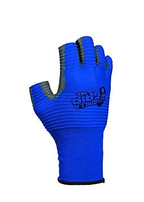 Gorilla Grip MAX Fingerless Gloves | Breathable Fingerless Work and Fishing Gloves with Ribbed Gripping Surface, Blue and Black, One Size Fits Most (25820-26)
