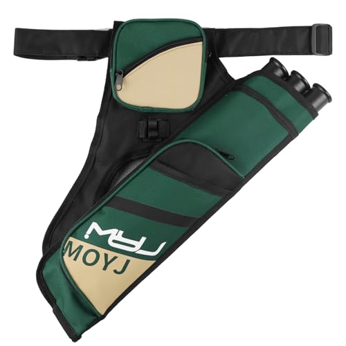 Moyujian Archery Quivers - Nylon Hip Quiver With 3 Arrow Tube Cases For Target Shooting - Adjustable Waist Belt Multiple Storage Rooms For Storing Keys Scorecards Bow Releases And Various Accessories