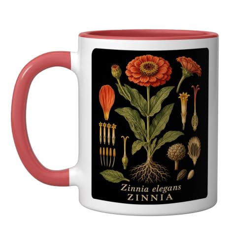Zinnia Botanical Anatomy Ceramic Mug