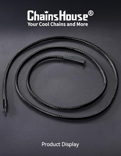 ChainsHouse Waterproof Braided Leather Cord Chain Necklace, Men Women DIY Woven Wax Rope Chain for Pendant, Customize Available, 2/3mm Width, 16" 18" 20" 22" 24" 26" 28" 30" Length(with Gift Box)3