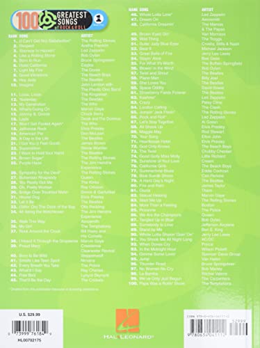 Vh1's 100 Greatest Songs of Rock & Roll: Easy Guitar with Notes & Tab Edition
