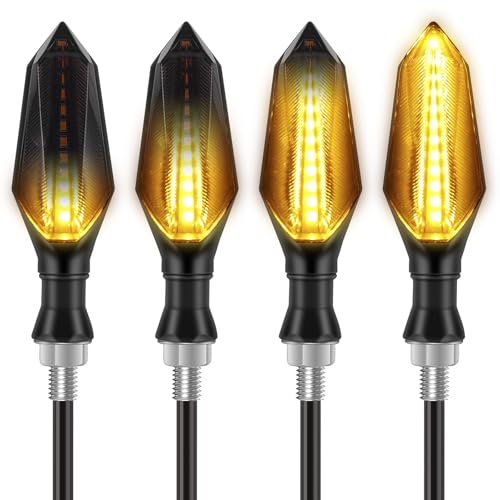 Kinstecks 4PCS Motorcycle Indicators Turning Indicators Flowing Turn Signal Lights 12V for Motorcycle Motorbike Scooter Quad Cruiser Harley Kawasaki Yamaha Suzuki Off Road