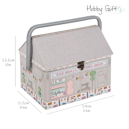 Image of Hobby Gift Sewing Shop Sewing Box Craft Storage Basket with Handle Internal Accessories Tray for Sewing Knitting and Hobby Supplies