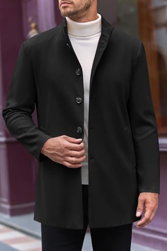 Image of Makkrom Mens Casual Overcoat Single Breasted Peacoat Business Topcoat