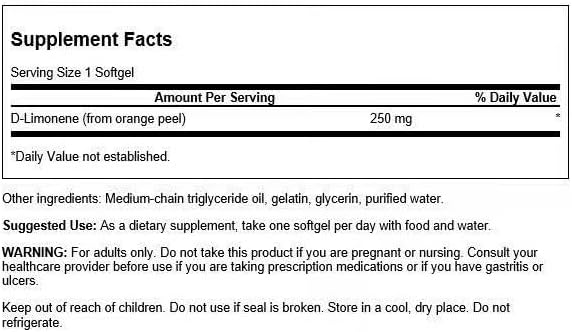 Miniatura 2 de Swanson D-Limonene - Suplemento de extracto de cáscara de naranja que promueve la salud celular, fórmula de alta potencia que apoya la defensa de la
