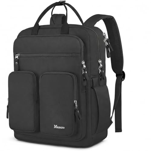 Mancro Travel Backpack for Women with TSA Laptop Compartment, 15.6 Inch Laptop Backpack with Dry-Wet Pocket, Fashion Casual Travel Computer Backpack for Women, Black