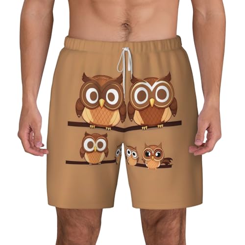 Short de bain pour homme hiboux marron respirant léger plage