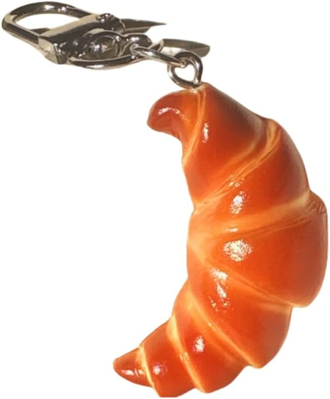 KIFEDSLJ Simulation Food Keychain Croissant Hamburger Sandwich Cupcake Keyring for Handbag Purse Jewelry