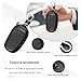 Suvnie Car Key Case, Genuine Leather Auto Key Fob Cover Case, Key Fob Protector with Metal Hook, Car Smart Keychain Holder (Black)