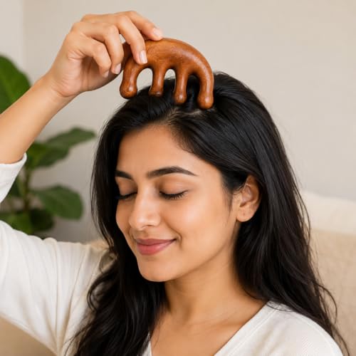 Image of Wooden Scalp Massager Comb for Hair Growth | Elephant Comb Gua Sha Head Massager | Wide Tooth Anti-Static Wooden Hair Comb for Scalp Massage, Blood Circulation, Stress Relief & Hair Care