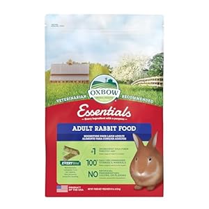 Oxbow Essentials Adult Rabbit Food – All Natural Adult Rabbit Pellets – Veterinarian Recommended- No Seeds, Fruits, or Artificial Ingredients- All Natural Vitamins & Minerals- Made in the USA- 10 lb.