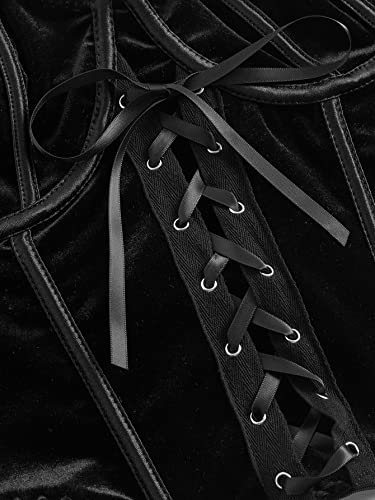 SOLY HUX Women's Plus Size Gothic Lace Up Corset Tops Sleeveless Crop Camisole Party Clubwear4