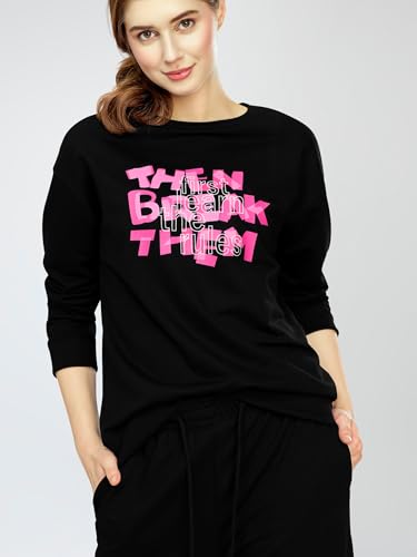 Image of ZEYO Women's Cotton Track Suit Typography Printed Sweatshirt Co-ords Set 5824