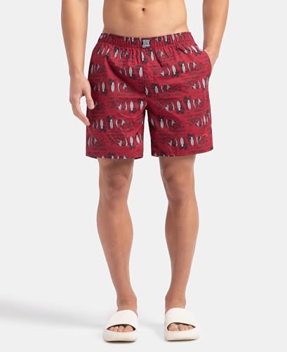 Image of Jockey US57 Men Super Combed Mercerized Cotton Woven Printed Boxer Shorts with Side Pockets (Pack of 2, Prints May Vary)