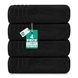 Casa De Rococo Extra Large Bath Towels Set of 4 (76x152 cm) - 100% Cotton, Super Soft & Lightweight Towel, Quick Dry & Highly Absorbent Hotel Quality Bathroom Bale Towels - 450 GSM | Black