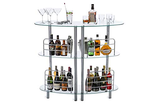 Mango Steam Contemporary Modern Home Entertainment Liquor Bar Catalina Table (Euro, Clear)