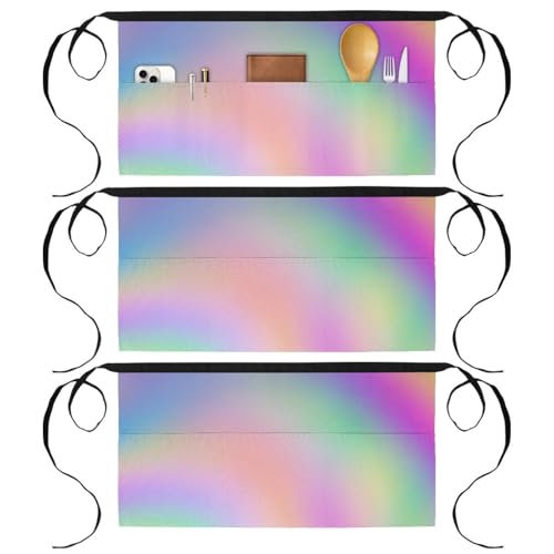 Tabliers courts de chef multicolores avec 3 poches pour serveur et bar