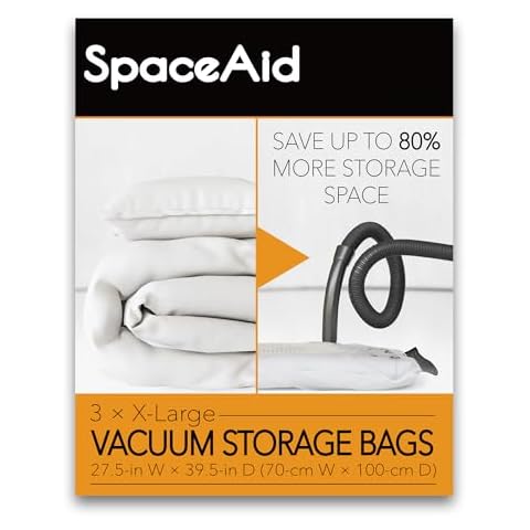 SpaceAid Jumbo Vacuum Storage Bags, Space Saver Sealer Compression Bags for Comforters, Blankets, Pillows, Bedding, Clothes (X-Large 3 Pack) Cover