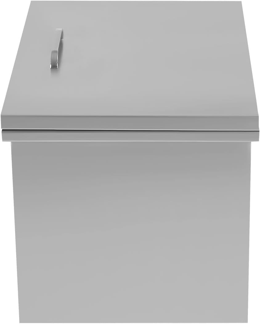Drop in Ice Chest Drop in Cooler Stainless Steel with Sliding Cover Bar Ice Bin 20''L x 14''W x 13''H Included Drain-Pipe and Drain Plug for Cold Wine Beer(40L/42.2Qt)