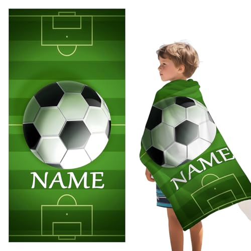 LXTOPN Personalisiertes Fußball Handtuch, Badetuch Saunatuch Fußball für Kinder, Mikrofaser Strandtuch für Strand, Reise, Camping (Stil F, 75 * 150cm)