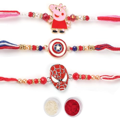 KSJONE 3 Pcs Rakhi for Brother Raksha Bandhan Fancy Rakhi for Bhaiya/Bhabi/Sibling Rakhi for Little Brother & Boys Raksha Bandhan Gift for Your Brother