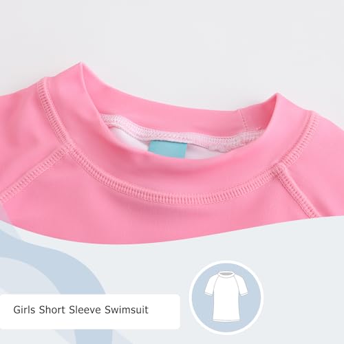 Image of Girls Short Sleeve Rash Guard Swim Shirt Girls Sun Protection Swimsuits Quick Dry Surf Tops Bathing Suits for Girls