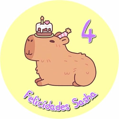 OBLEA de CAPIBARA Redonda personalizada para Pastel o Tarta, Papel Comestible Decoracion Cumpleaños, Obleas Comestibles Torta Redondo - Vegano y Sin GLuten