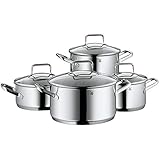 Inhalt: 1x Bratentopf mit Deckel 20 cm (V 2,5l), 3x Fleischtopf mit Deckel 16 cm (V 1,9l), 20 cm (V 3,3l), 24 cm (V 5,7l) - Artikelnummer: 0768046380