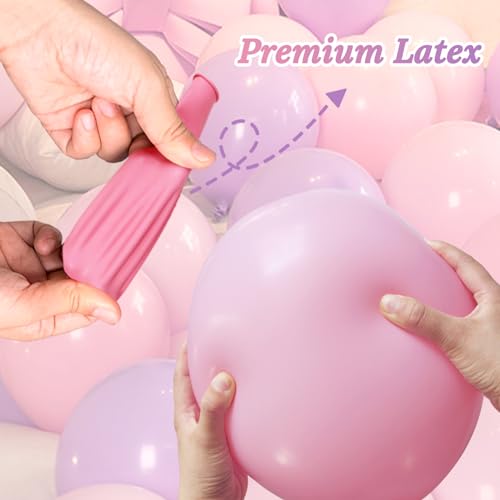 Image of Pink and Purple Balloons 100 Pack 12 inch Light Pink Purple Latex Balloons for Girls Womens Butterfly Baby Shower Decorations Birthday Wedding, Engagements, Anniversary Party Decoration