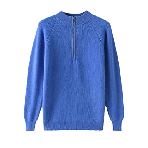 Pull à col roulé pour homme en cachemire bleu S, vêtements d'automne hiver chauds et confortables