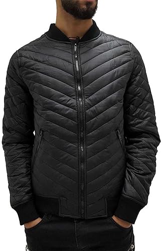 Herren Urban Designer Gesteppte Bomber-Baseballjacke, klassisch, Schwarz, Marineblau, Olivgrün, Schwarz , XL