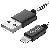 Lightning Cable, Rankie 6.5ft Nylon Braided Extremely Durable USB Sync and Charging Lightning Cable for iPhone 7/6s/6/5s/5/SE, iPad Pro, iPad Air, iPad Mini (Black) - R1242