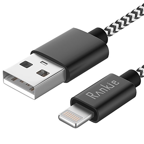 Lightning Cable, Rankie 6.5ft Nylon Braided Extremely Durable USB Sync and Charging Lightning Cable for iPhone 7/6s/6/5s/5/SE, i