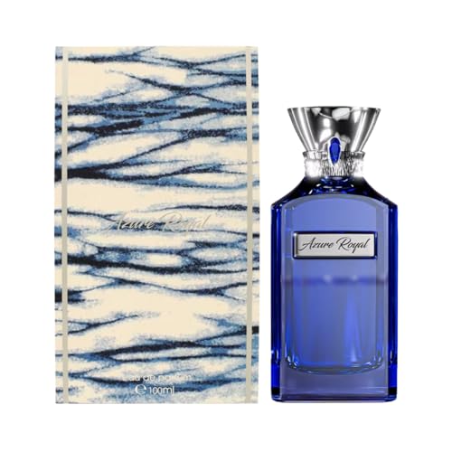 Ahmed Al Maghribi Azure Royal Extrait De Parfum 3.4 Fl Oz (100ml) Long Lasting Unisex Perfume for Men & Women Fruity Floral Woody Fragrance with Pear Rose Cedarwood & Musk