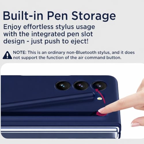 Image of TechTrendz Ultra Slim Premium Case for Samsung Galaxy Z Fold 7 with Built in Compact S Pen Holder and Storage Slot (Fold 7 - Dark Blue)