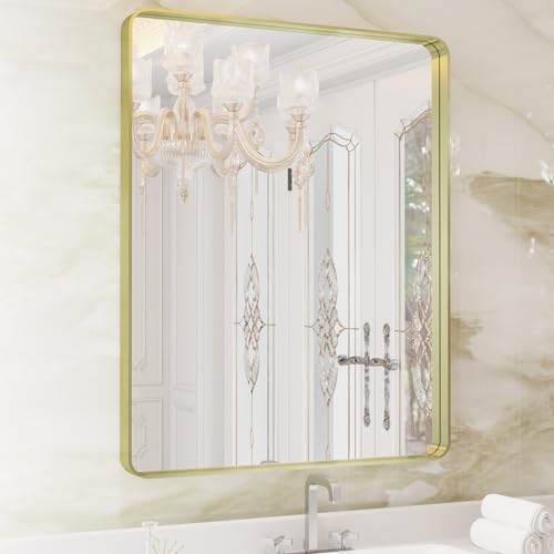 WEER Bathroom Vanity Mirror Gold 28X36 Inch