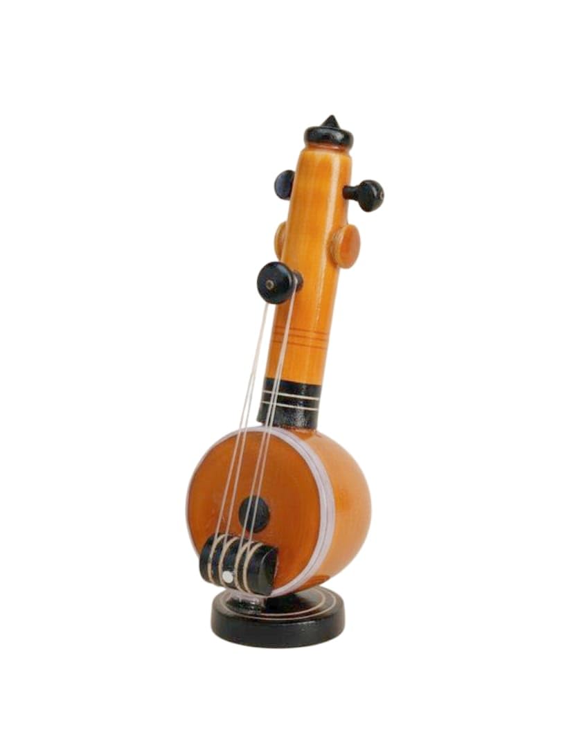 MaMu Wooden Veena Home Decor Show Piece (Brown, Small)