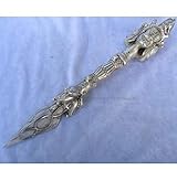  EASTCODE Bronze Ancien Artisan Collection d \'Argent Bouddhiste, Sculpture de Trois têtes bouddhistes/dague de cérémonie Long de 14 Pouces