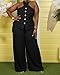 Womens Plus Size Two Piece Outfits Summer Fashion Button Halter Neck Tanks Vest Blazer and Wide Leg Pants Suit Matching Sets Black 5X