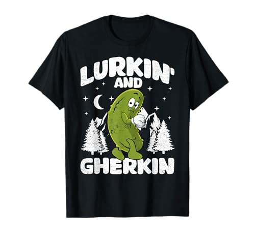 Delicious Dill Pickle And Cucumber Apparel - Lurkin' and Gherkin Funny Cucumber Dill Pickle Lurk T-Shirt