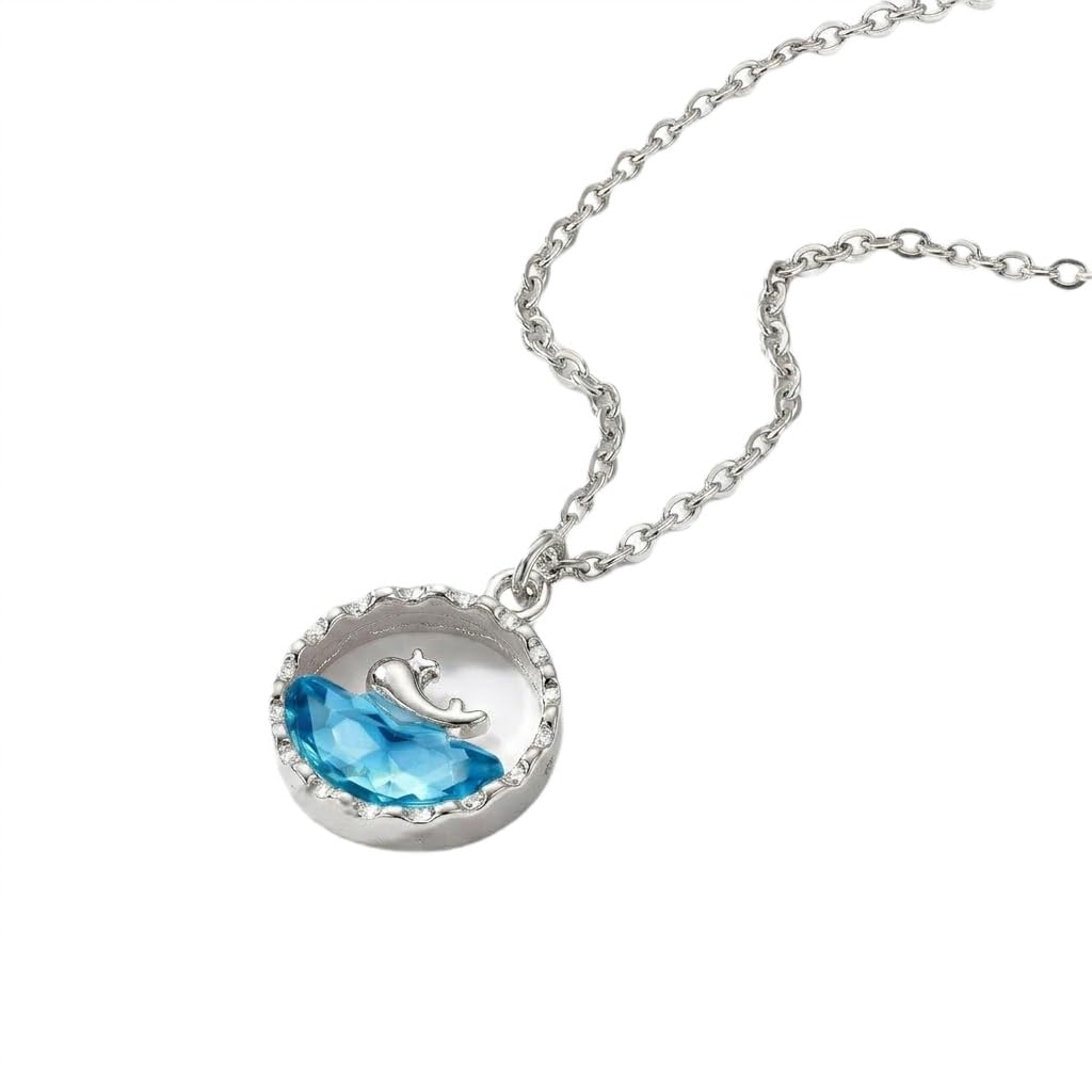 Silver Tone Whale Pendant Necklace with Blue Crystal, Round Charm, Ocean Theme Chain for Women and Girls | Minimal Jewelry | Gift for Valentine, Marriage, Birthday, Engagement-image-29