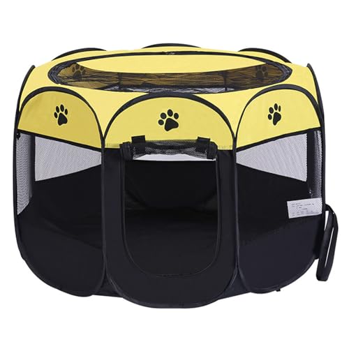 折りたたみ式 八角形ペットサークル メッシュ 犬 猫用 ケージ プレイサークル 防水 通気性 軽量 コンパクト収納 室内外兼用 子犬プレイペン 猫の出産室 ペットハウス 持ち運び便利 収納簡単 ペット用フェンス 小動物用 猫ベッド 犬用フェンス (114×