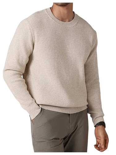 Men's Ribbed Knit Pullover Sweater Crew Neck Long Sleeve Basic Casual Knitwear