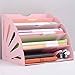 Biurko porządny organizator Office Wykończenie Koszyk Koszyk Kosz A4 Rama informacyjna Drewniane Desktop Stojak Przechowywanie Zakrzywione Dokumenty i dokument (Color : Pink, Size : 28x28x34cm)