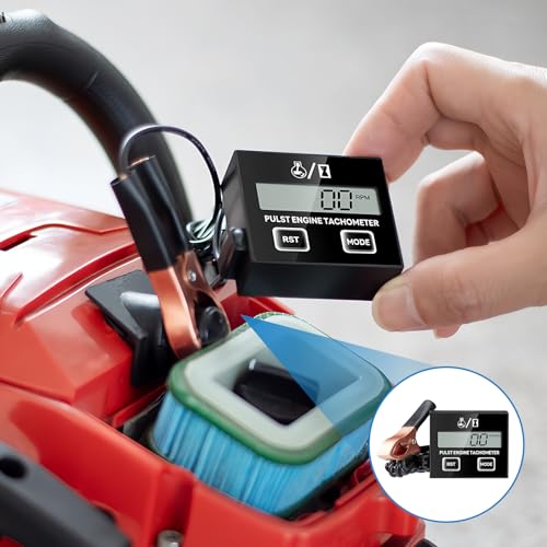 BORDEAG Digitaler Drehzahlmesser Motorsäge, Induktiver Drehzahlmesser, 2 Takt Digital Tachometer mit Stundenzähler für Motorrad, Schneefräse, Motocross, Rasenmäher