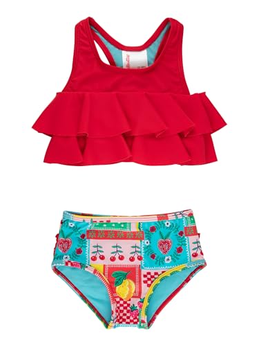 Image of RuffleButts Girls UPF50+ Sun Protection Flounce Bikini Two Piece Swimsuit